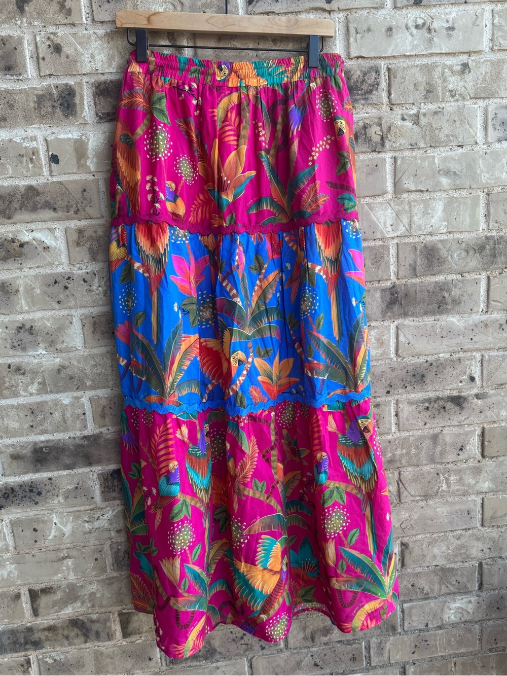 Anthropologie Farm Rio Macaw Party Mix Maxi Skirt XL NWOT - Picture 10 of 11